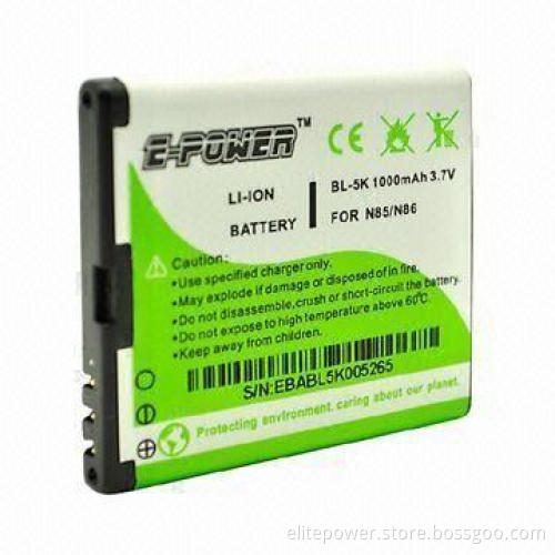 Li-ion Mobile Phone Battery for Nokia N85 and N86, with 1,000mAh Capacity and CE/RoHS Approvals